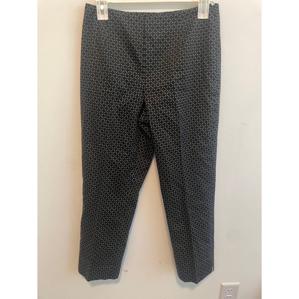 Ann Taylor Women's Black Geometric Slim Dress Pants Polyester Satin Pockets